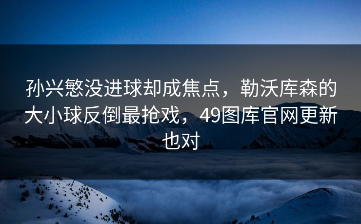 孙兴慜没进球却成焦点，勒沃库森的大小球反倒最抢戏，49图库官网更新也对