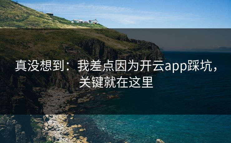 真没想到：我差点因为开云app踩坑，关键就在这里
