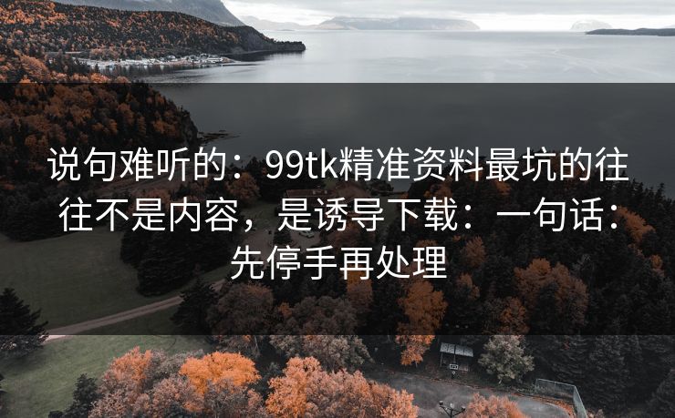 说句难听的：99tk精准资料最坑的往往不是内容，是诱导下载：一句话：先停手再处理